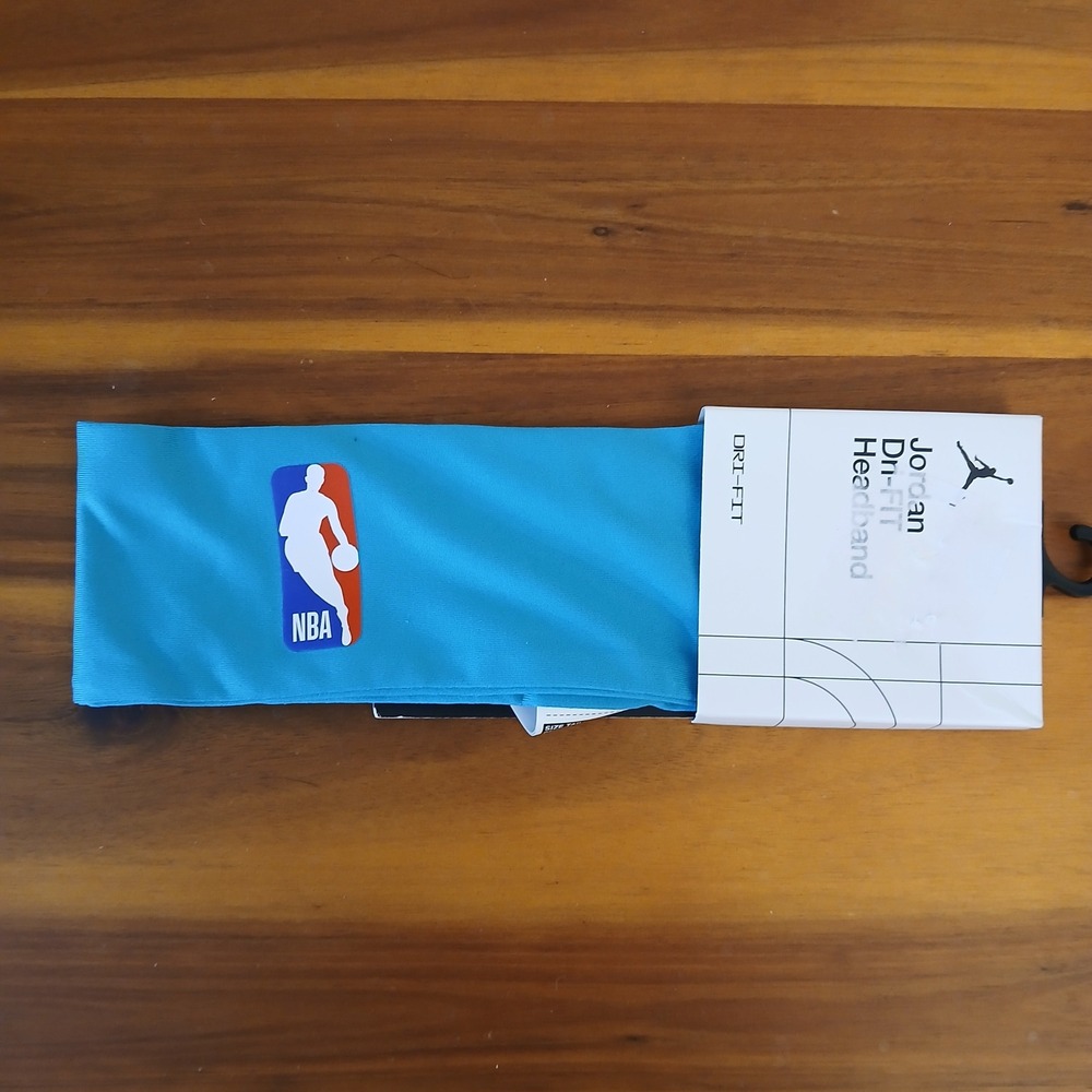 Jordan Dri-FIT Headband Mens OSFM Blue NBA Logo Athletic Sweatband CU6352-487
